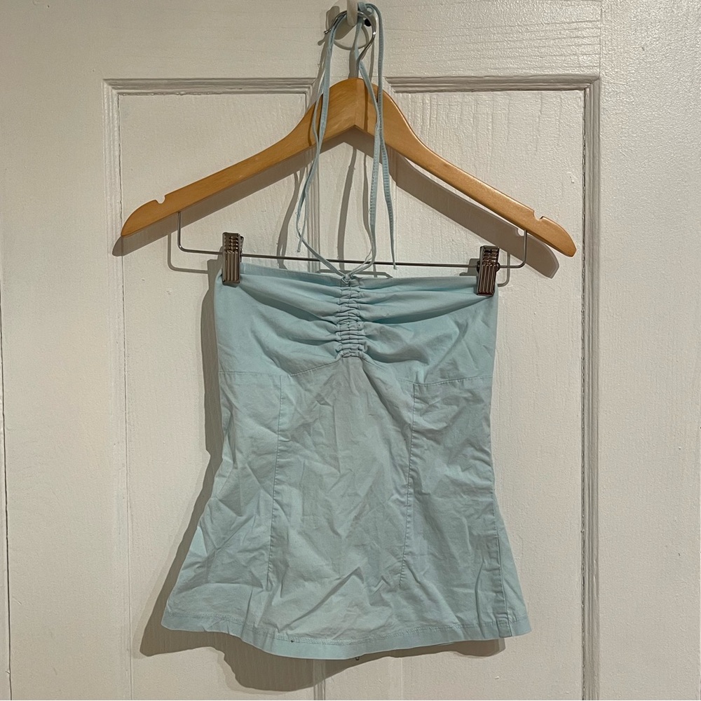 Vintage light blue tube halter top